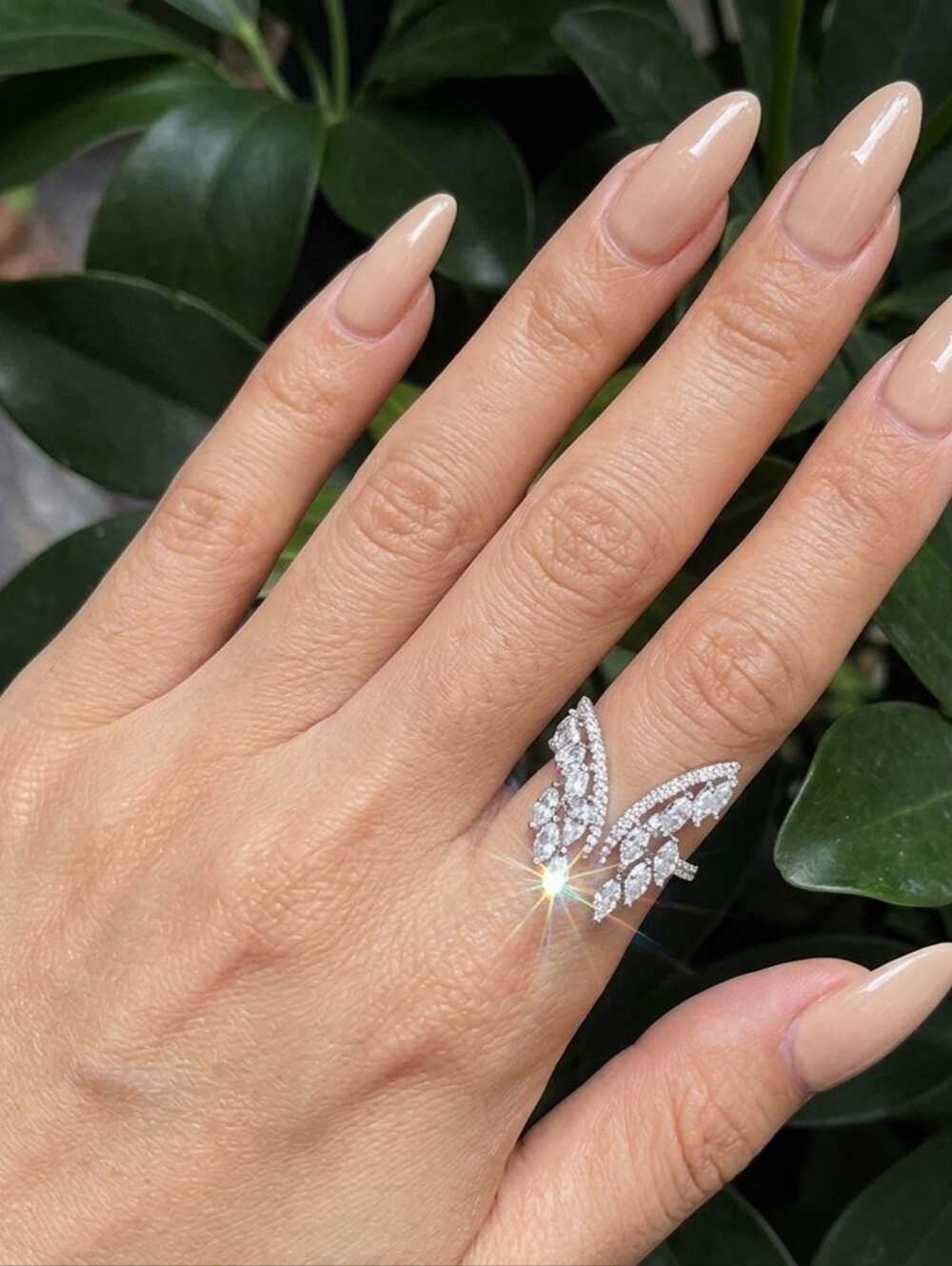 New Angel Wing Silver Pavé Wing Ring